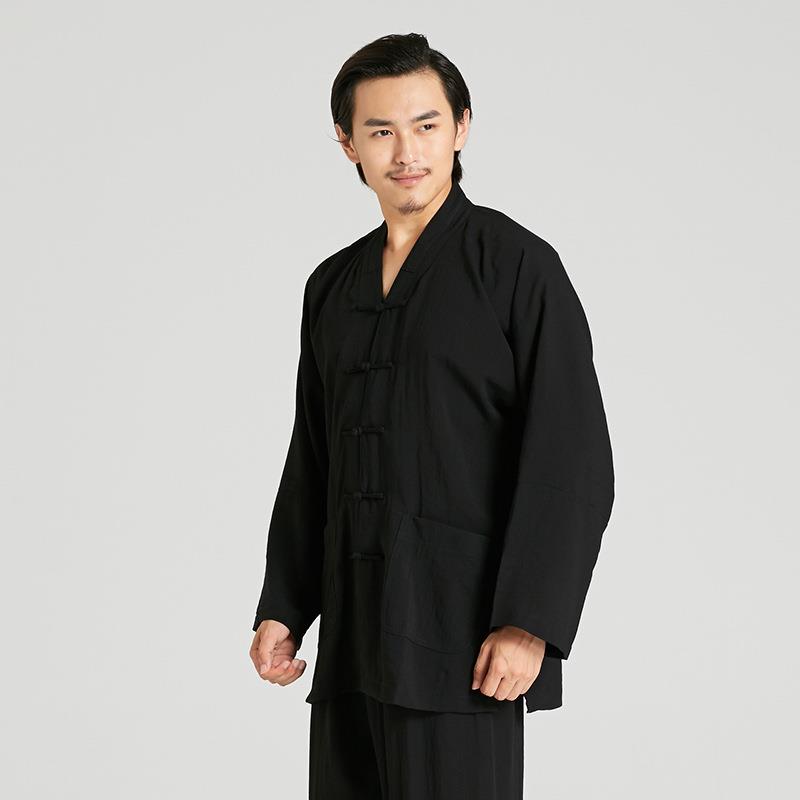 亚麻春季套装太极服武术服棉麻服装男八段锦太极拳成人练功服