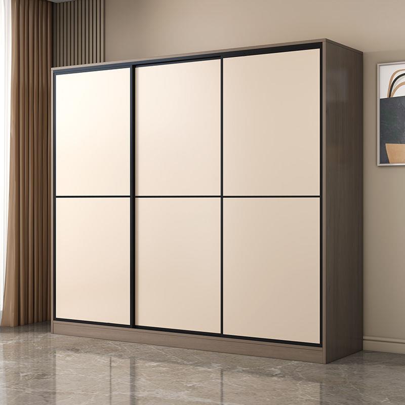 衣柜家用卧室推拉门衣柜出租房经济型衣橱轻奢风小户型简易收纳柜