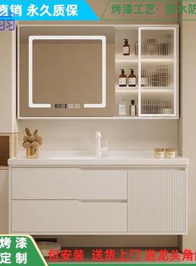 rpJ橡木烤漆防水浴室柜陶瓷一体盆卫生间简约洗手台洗漱台