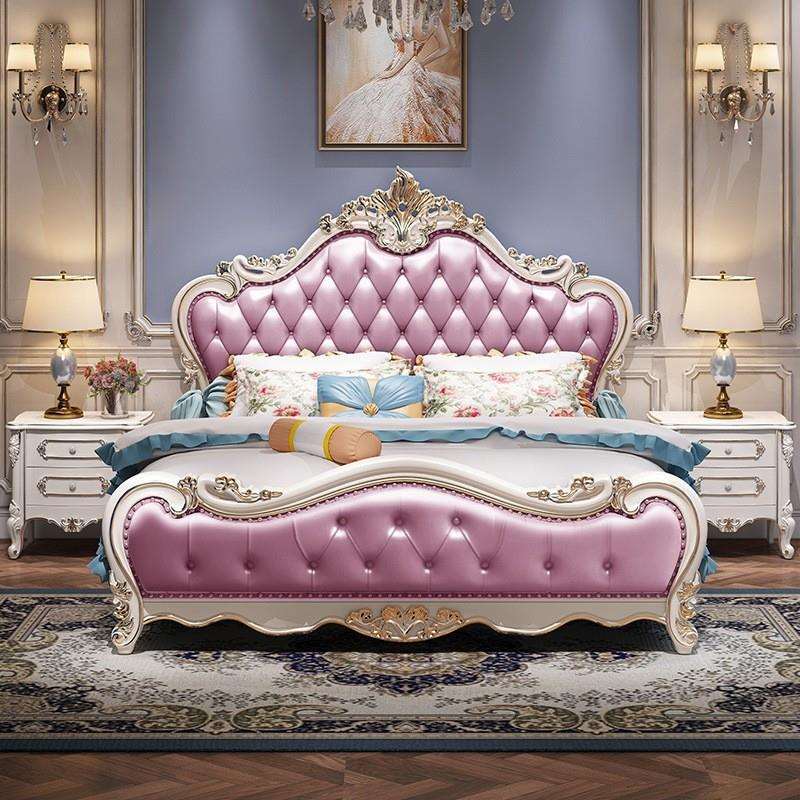 欧式实木双人床.真皮软靠雕花公主床法式婚床豪华大欧主卧床