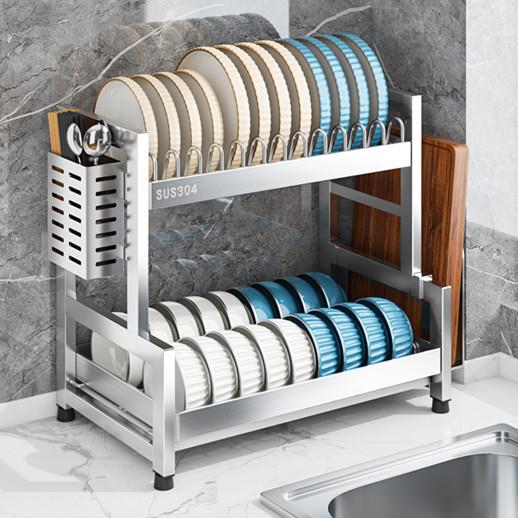 304不锈钢厨房置物架碗碟碗盘沥水架多功能放碗筷收纳盒碗柜