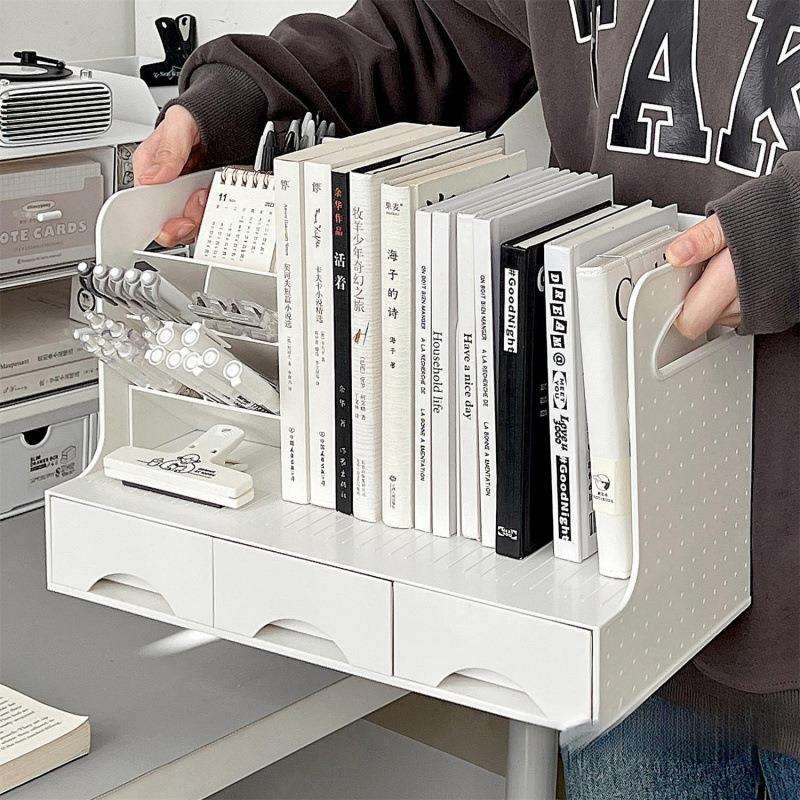 书本收纳盒学生书桌书立书架抽屉笔筒桌面置物架办公桌文件收纳架