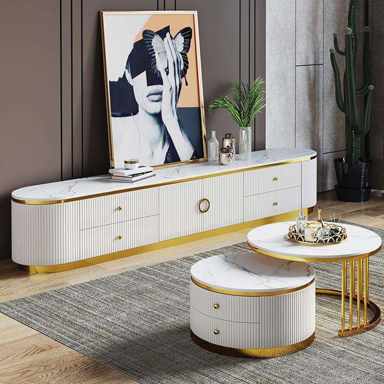 轻奢大理石电视柜现代简约小户型客厅家用岩板茶几电视柜组合家具