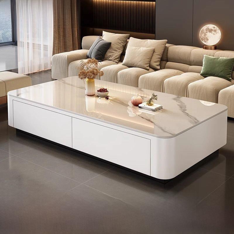 玻璃茶几电视柜组合客厅家用小户型简约现代轻奢风落地茶几带抽屉