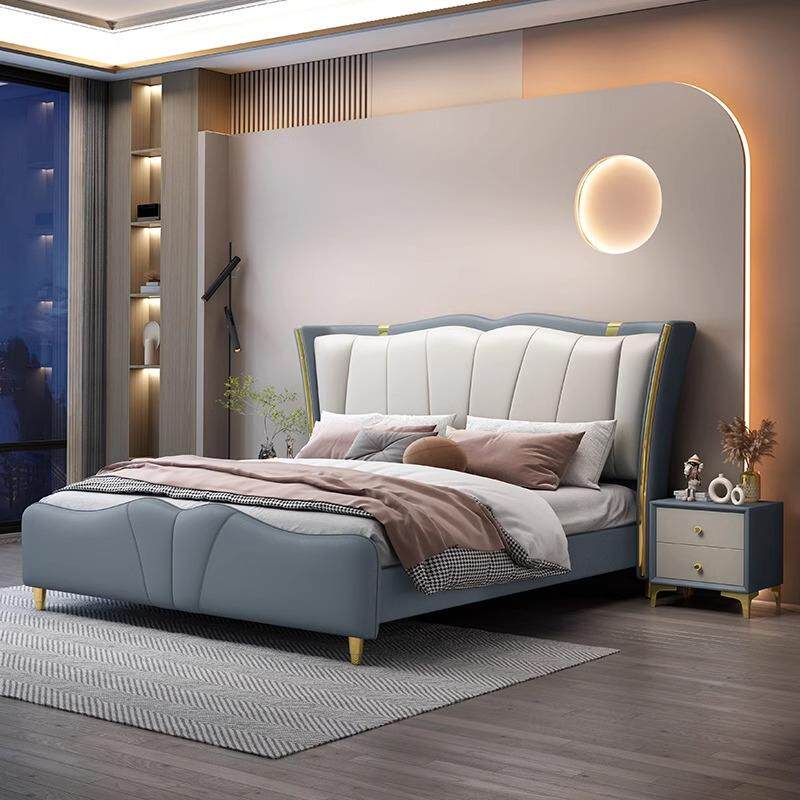 真皮床意式轻奢现代简约1.8米双人主卧婚床1.5米卧室家用储物大床