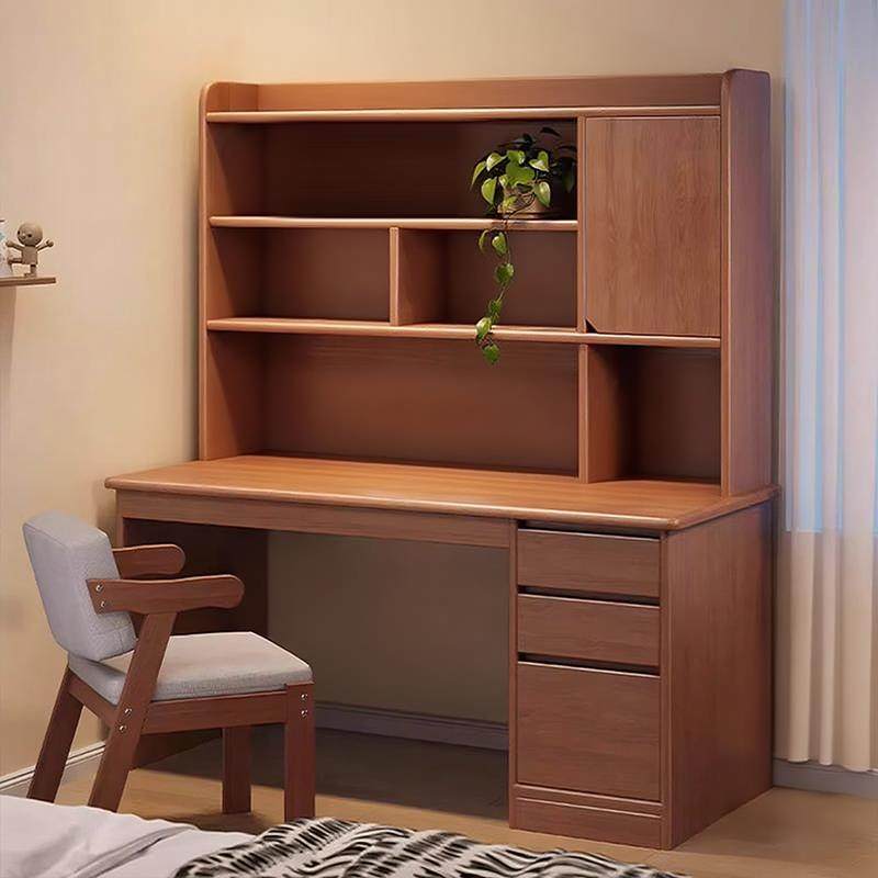 书桌书架一体桌子家用学生课桌实木椅子套装2025新款初中生学习桌