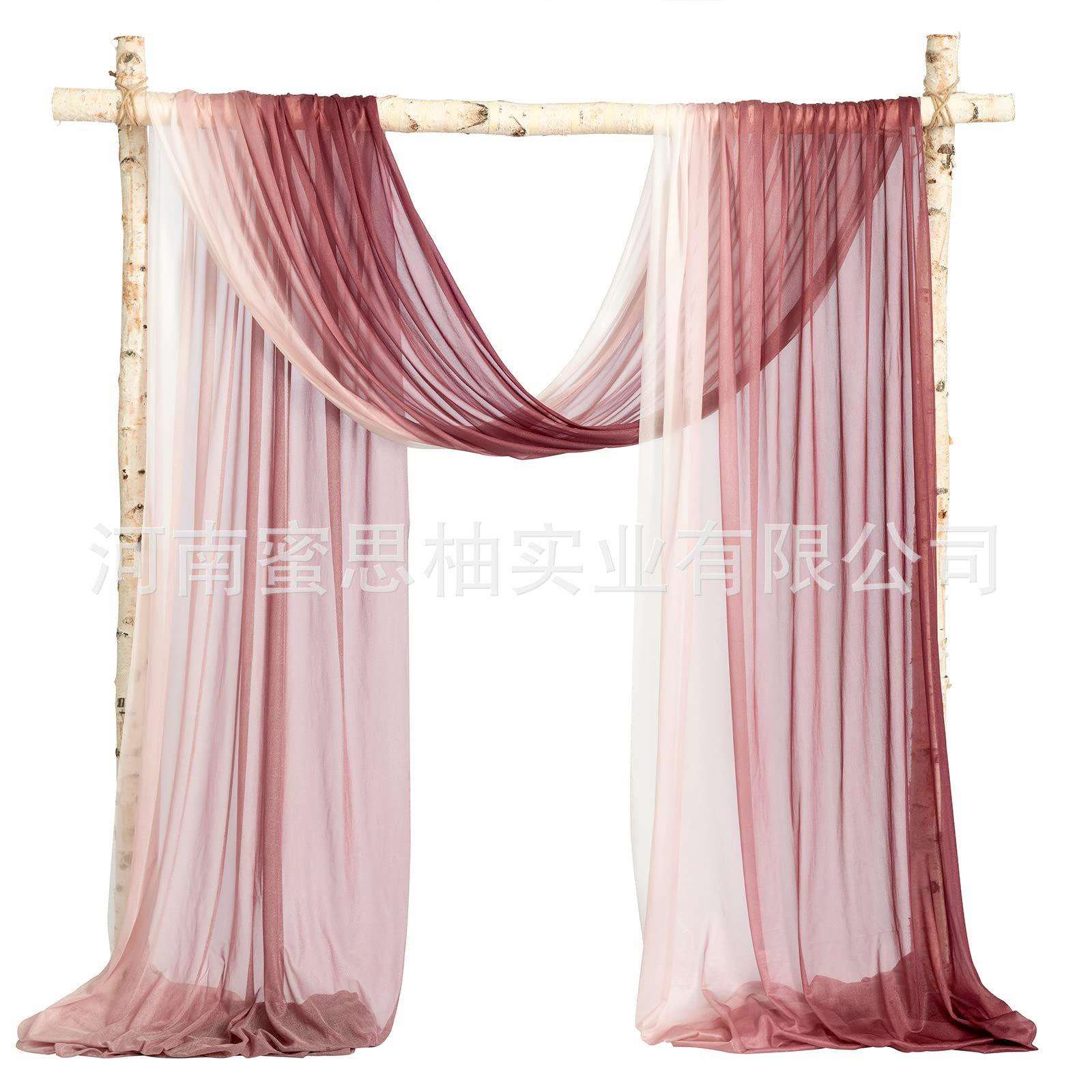 婚礼渐变帷幔纱幔珍珠雪纺拱门户外装饰布置背景