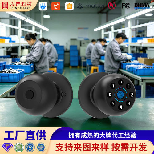 外贸热销智能锁 家用指纹密码锁公寓多语言切换门锁 批发球形门锁