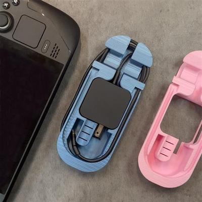 SteamDeck电源绕线器 收纳盒TF卡收纳支架配件3D打印可放入收纳包