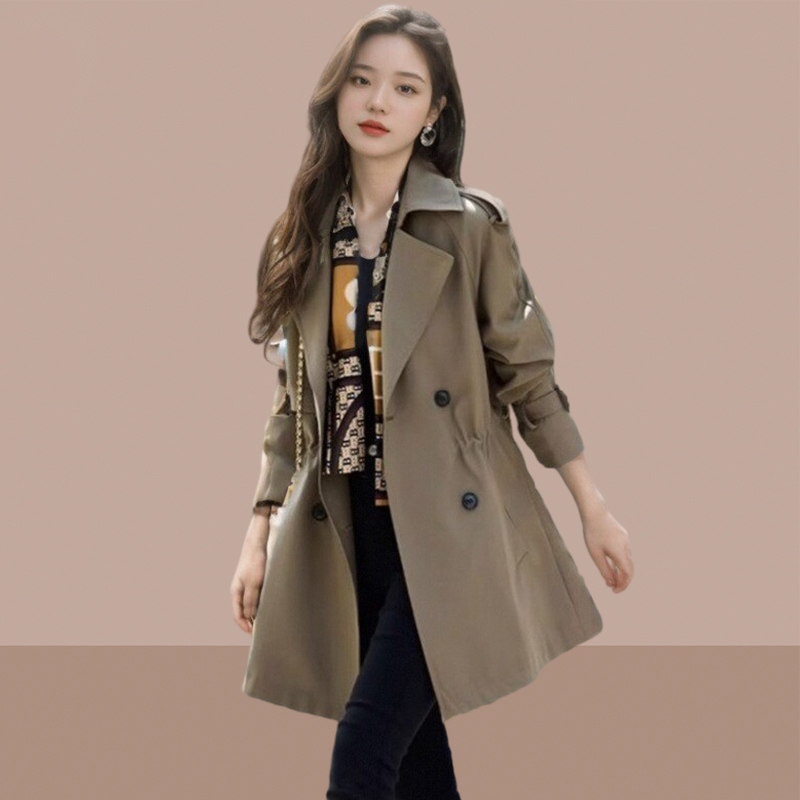 赫本风高级感风衣大衣女装小个子2024春秋装新款洋气中长款外套,女装/女士精品,毛呢外套,淘宝优惠券,粉丝福利购,淘宝优惠卷