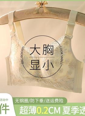 轻奢女皇a内衣大胸显小轻薄固定液态棉文胸无钢圈全罩杯收副乳腾