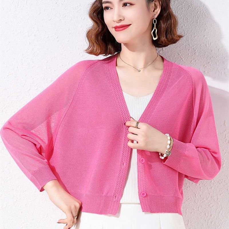 短款冰丝针织开衫薄款女夏季新款小个子防晒衣外搭罩衫小披肩外套,女装/女士精品,真丝上装,淘宝优惠券,粉丝福利购,淘宝优惠卷