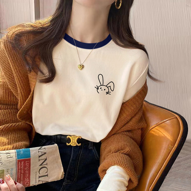 早秋季白色打底衫女内搭长袖t恤女2023年新款上衣宽松百搭洋气潮,女装/女士精品,T恤,淘宝优惠券,粉丝福利购,淘宝优惠卷