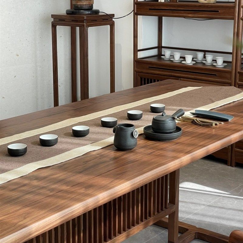 新中式胡桃木实木阳台功夫干泡茶桌椅组合办公室禅意泡茶桌
