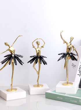 创意家居全铜芭雷舞蹈女孩摆件样板间酒柜电视柜玄关装饰艺术品