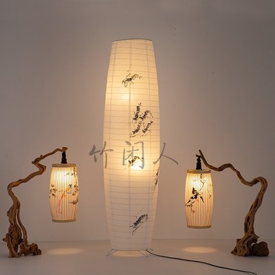 根艺台灯日式纸灯笼落地灯禅意侘寂风日系寿司店书房台灯民宿摆件