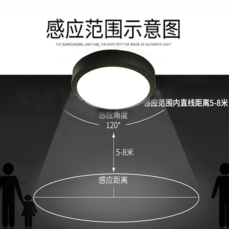 人体感应LEDi吸顶灯户外防水走廊过道阳台楼梯车库大门简约室外灯