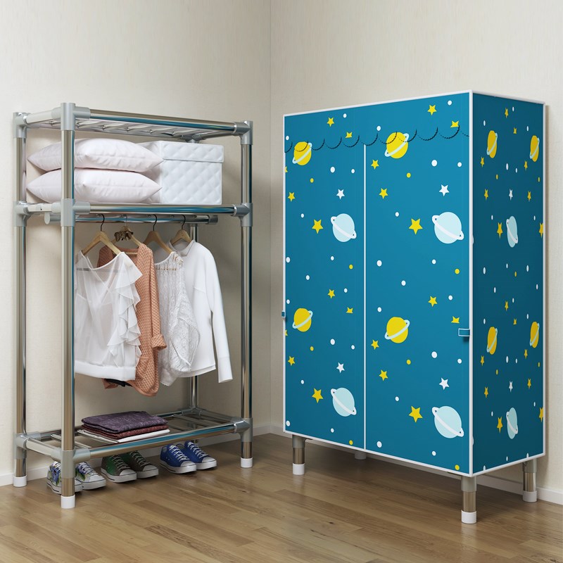 衣帽架家用落地卧室简易挂衣服架子衣柜式多功能晾衣W架收纳置物