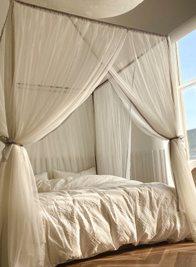 2021新款夏天用白色民宿宫廷1.8m床1.5米蚊帐家用加密三开门日式