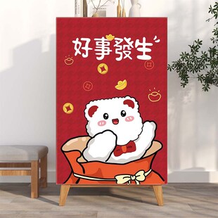 红色帘橱柜门帘免打孔魔术贴衣柜书架衣帽间防尘遮丑布帘子遮挡帘