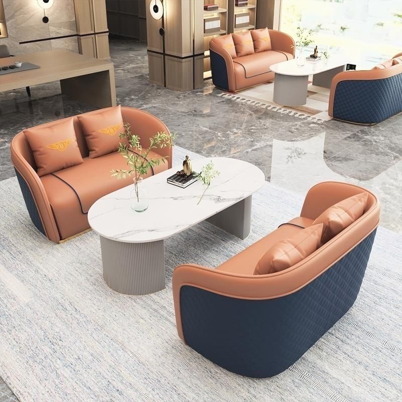 沙发客厅2024新款组合皮沙发商务谈判售楼处简约接待洽谈桌椅