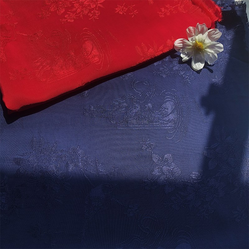 古风人丝人棉提花鸳鸯光泽垂感汉服旗袍立领上袄比甲襦裙面料现货