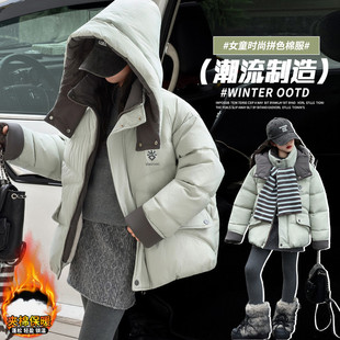 连帽(不可脱卸)B类保暖女3岁棉袄/棉服