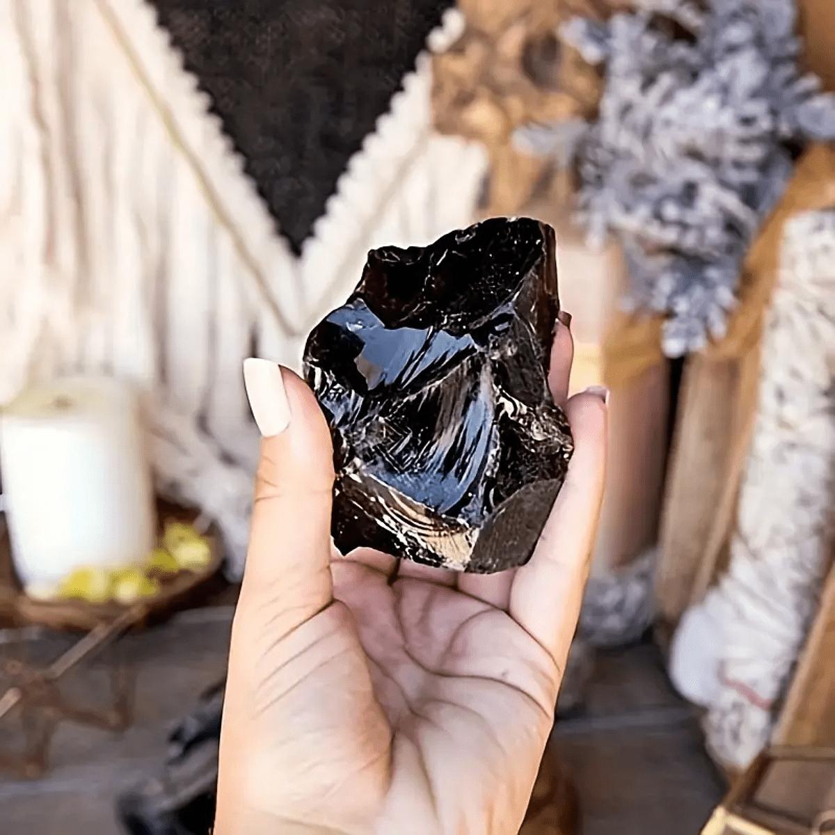 原石扩香石天然黑曜石原矿摆件