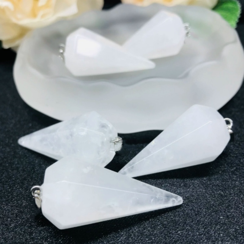 批发清仓天然白水晶灵摆吊坠挂坠催眠工具冥想项链项坠入门级首选
