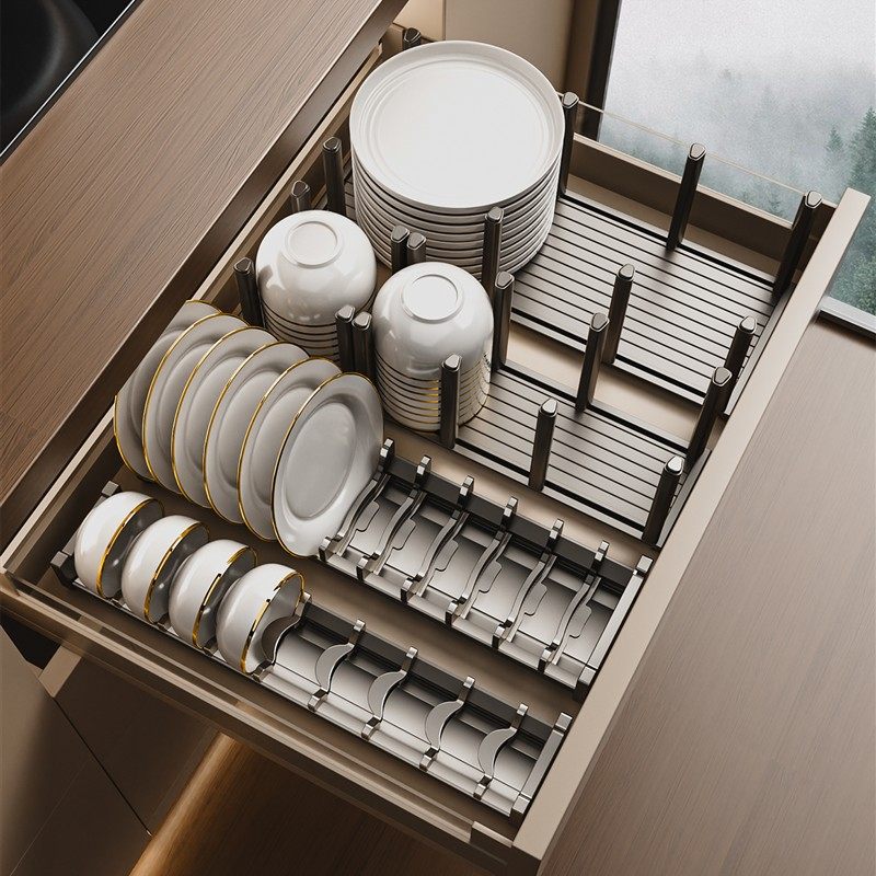 太空铝碗碟收纳架厨房抽屉内置柜内碗架沥水放碗碟子盘子置物架,厨房/烹饪用具,厨房置物架/置物柜/角架,淘宝优惠券,粉丝福利购,淘宝优惠卷