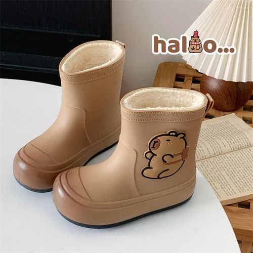 小猪卡皮巴拉亲子儿童雨鞋男孩女款加绒雨靴学生水鞋防水防滑胶鞋