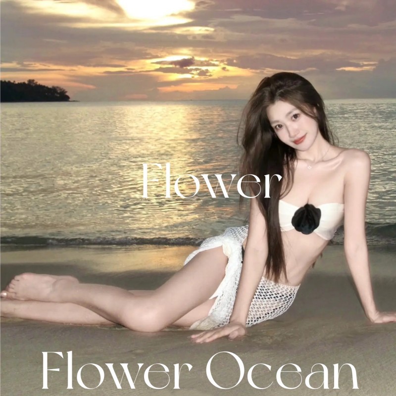 【美神】新款花朵欧美风性感长裙三件套分体长裙海边度假泳衣