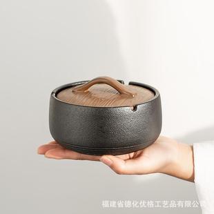 潮流防飞灰尘家用客厅办公室复古大号烟缸 陶瓷烟灰缸带盖创意个性