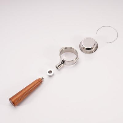 E61咖啡机冲煮头双份 爱宝 单层过滤网实木把手 58mm咖啡无底手柄