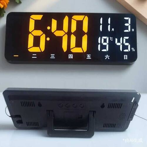 大屏数字闹钟电子钟家用客厅卧室桌面时钟闹钟带夜灯可挂墙闹钟