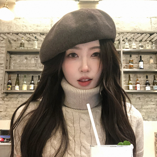 【猫仔kitten】休闲风贝雷帽时尚风秋冬天女式气质韩版圆顶帽子女