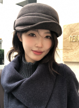 【猫仔kitten】圆顶休闲弯檐韩版帽子女2026年冬季保暖秋冬卷边