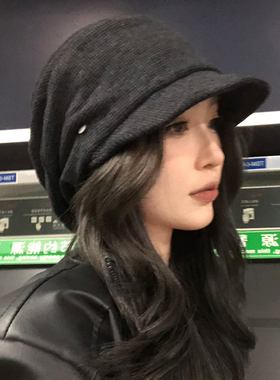 【猫仔kitten】复古堆堆帽女保暖防寒棉麻秋冬遮脸显脸小针织帽子