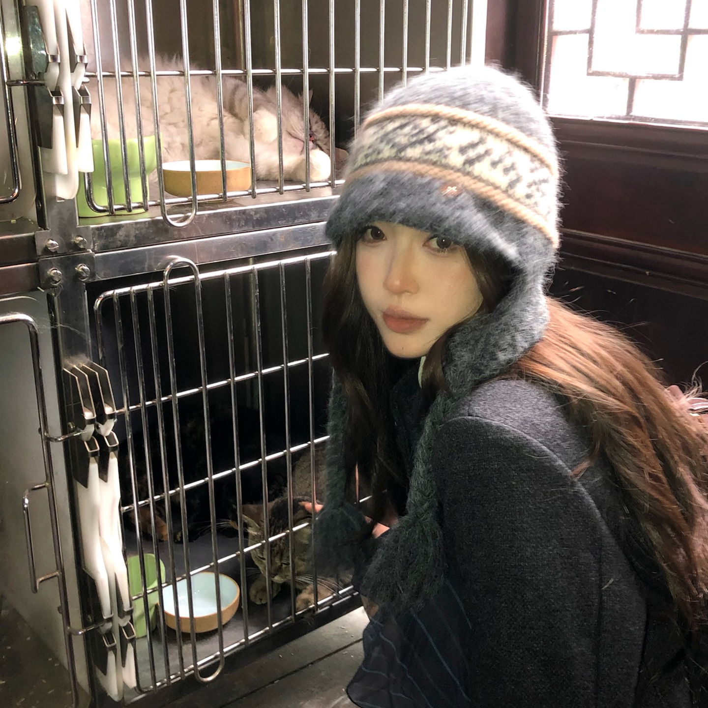 【猫仔kitte】小众毛线帽秋冬保暖护耳帽麻花辫帽子针织帽套头帽