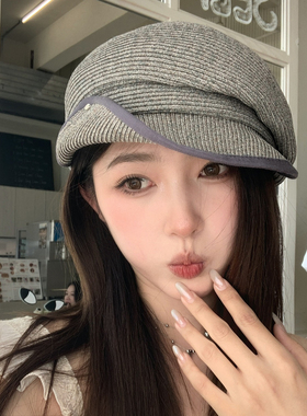 【猫仔kitten】小众设计感时尚复古弯檐报童帽韩版针织帽子女休闲