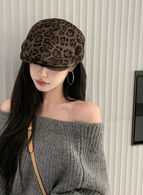 【猫仔kitten】时尚复古豹纹前进帽小众辣妹个性帽子女网红显脸小