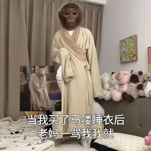 猴哥睡衣搞怪孙悟空同款道袍抽象齐天吗喽长衫睡袍冬季加厚棉衣服