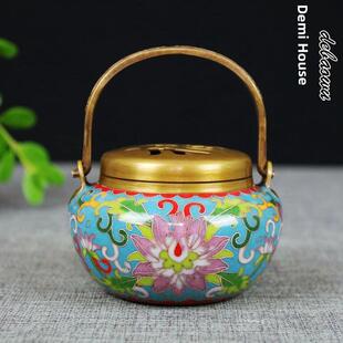 铜手炉景泰蓝手炉加热古董小手炉木炭室内板香炉家用纯铜檀香炉