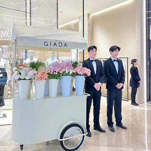 铁艺花车摆摊展示架奶茶小吃车夜市移动摊位小推车地摊户外专用车