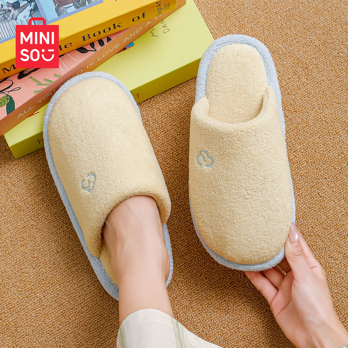 名创优品保暖棉拖鞋女秋冬室内家居2025新款短绒棉拖男软底地板拖