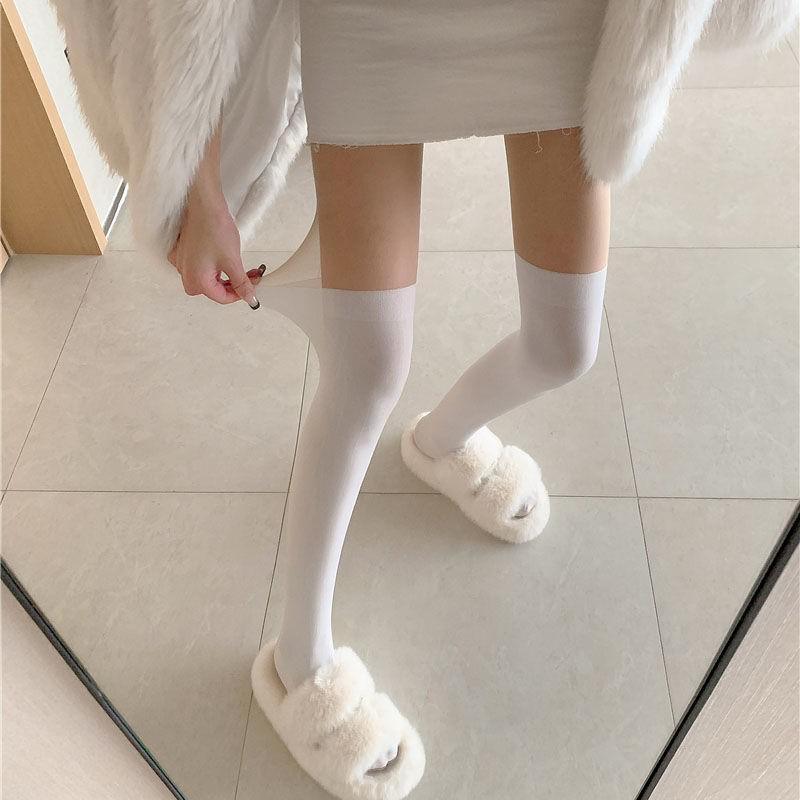 jk辣妹网红假透肉拼接小腿打底连裤黑色丝袜子女秋冬薄款美腿塑形