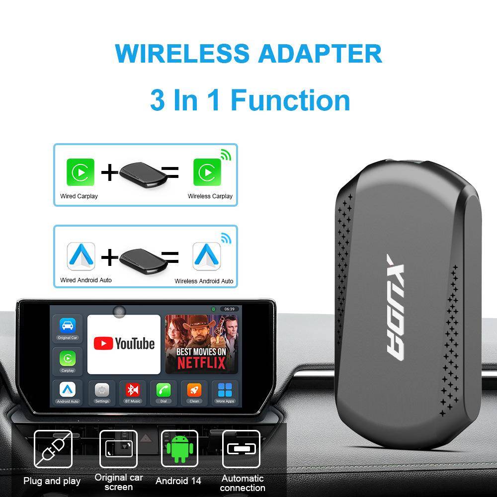 车机互联转换盒AIBOX安卓14无线carplay Android auto三合一4+64G