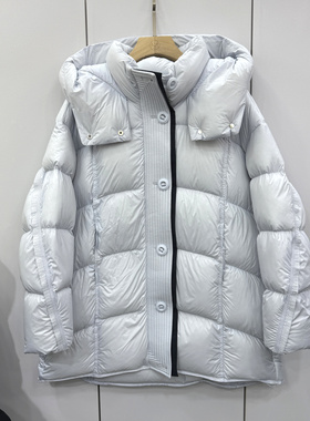 82525 欧洲站2025冬新款时尚韩版宽松保暖蓬松面包中长连帽羽绒服