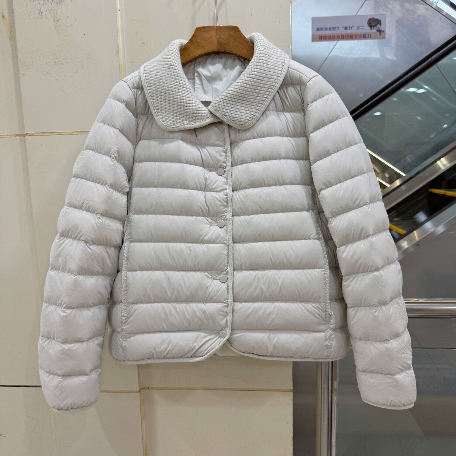 MZ21欧货针织翻领轻薄羽绒服女短款90鸭绒保暖显瘦排骨条外套秋冬
