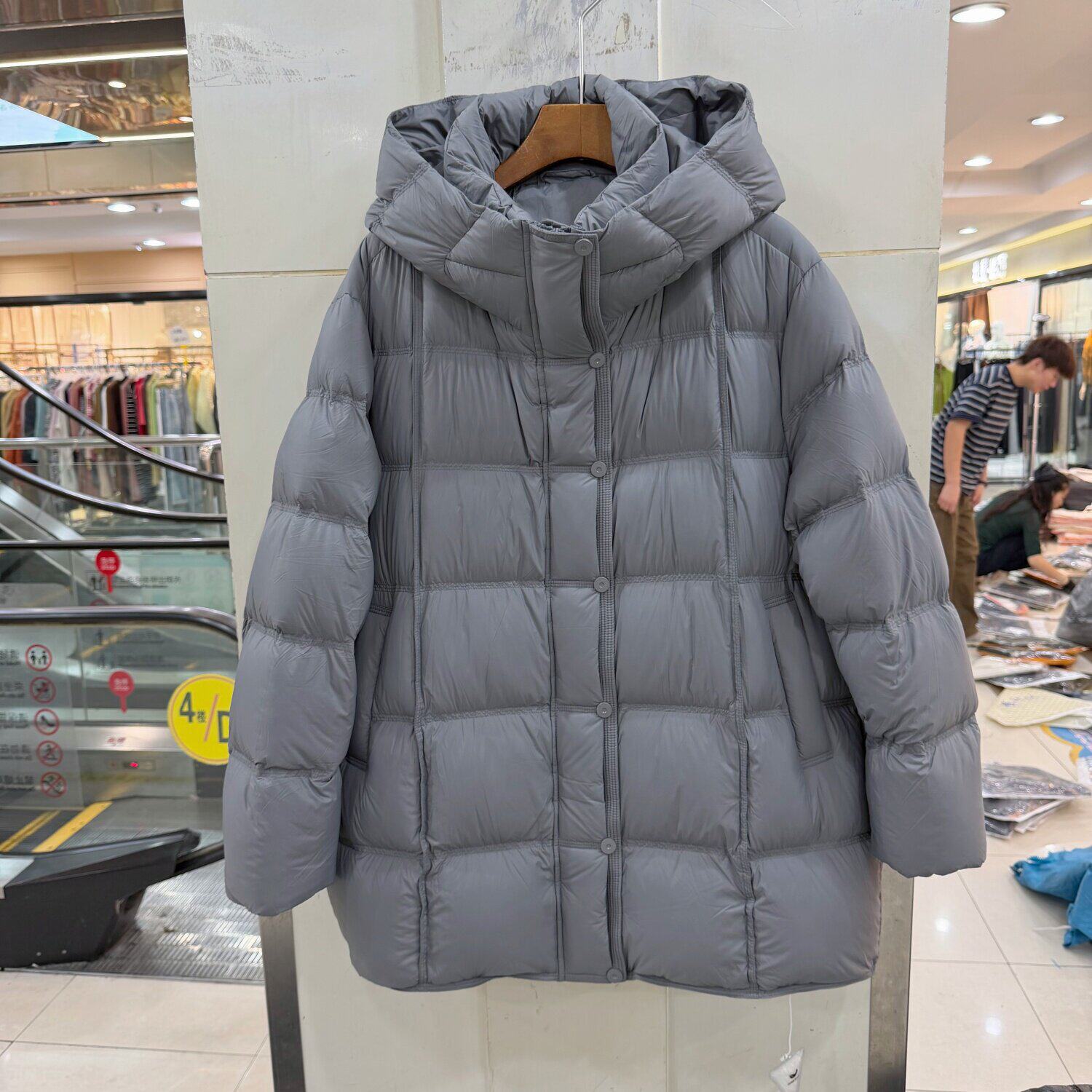 OF E6152欧货韩版中长款羽绒服女连帽加厚保暖宽松显瘦90鹅绒外套